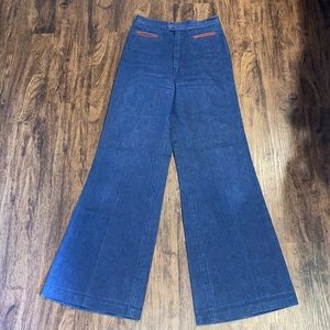 Vintage High Waist Wide Leg Pleated Jeans